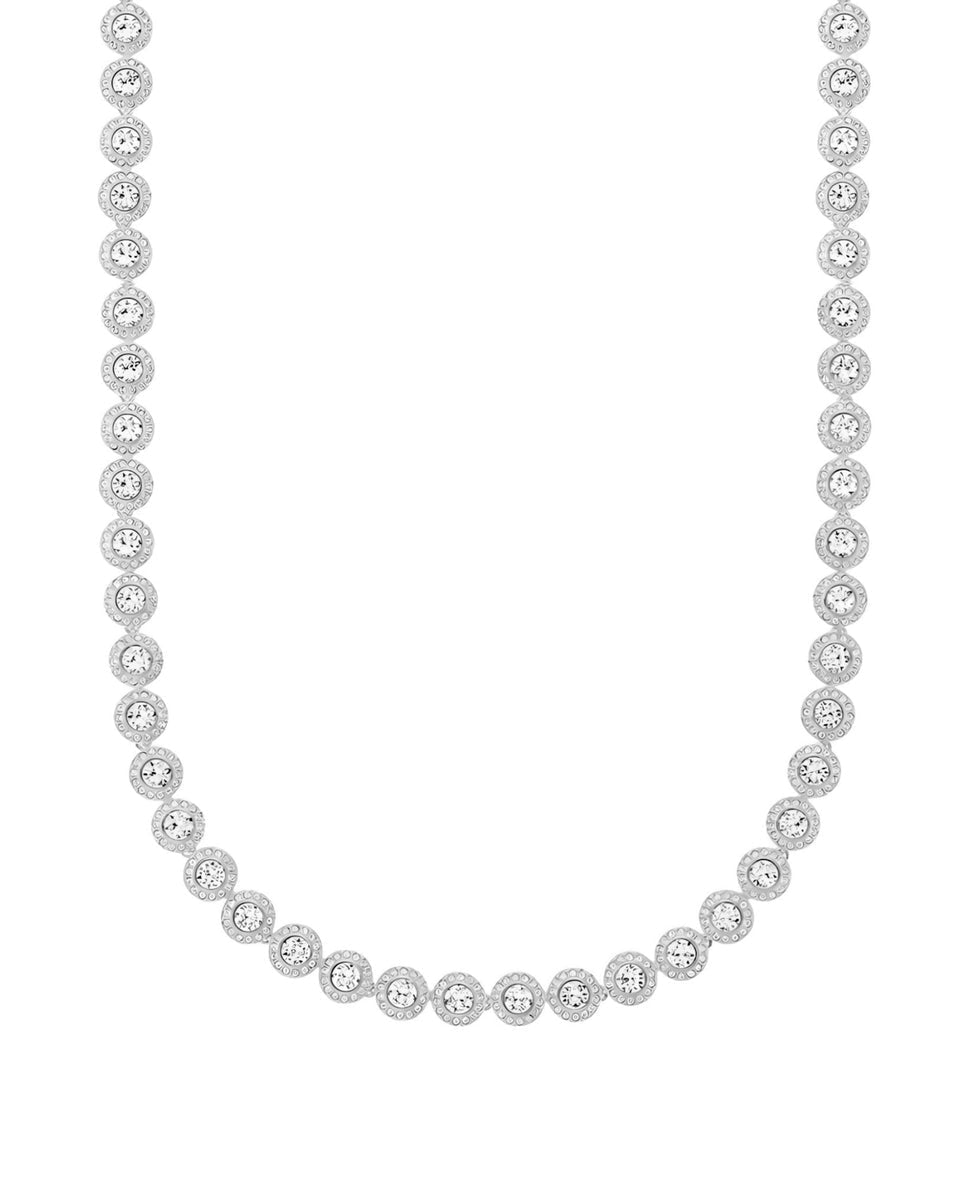 Round cut riviera necklace set with white cubic zirconia stones