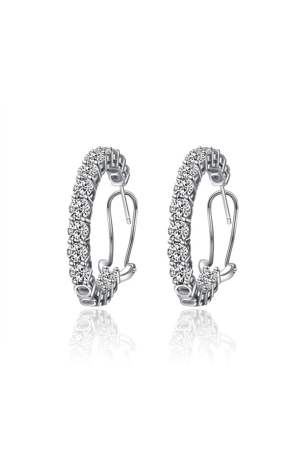 eternity crystal hoops handcrafted in 925 sterling silver on a white background