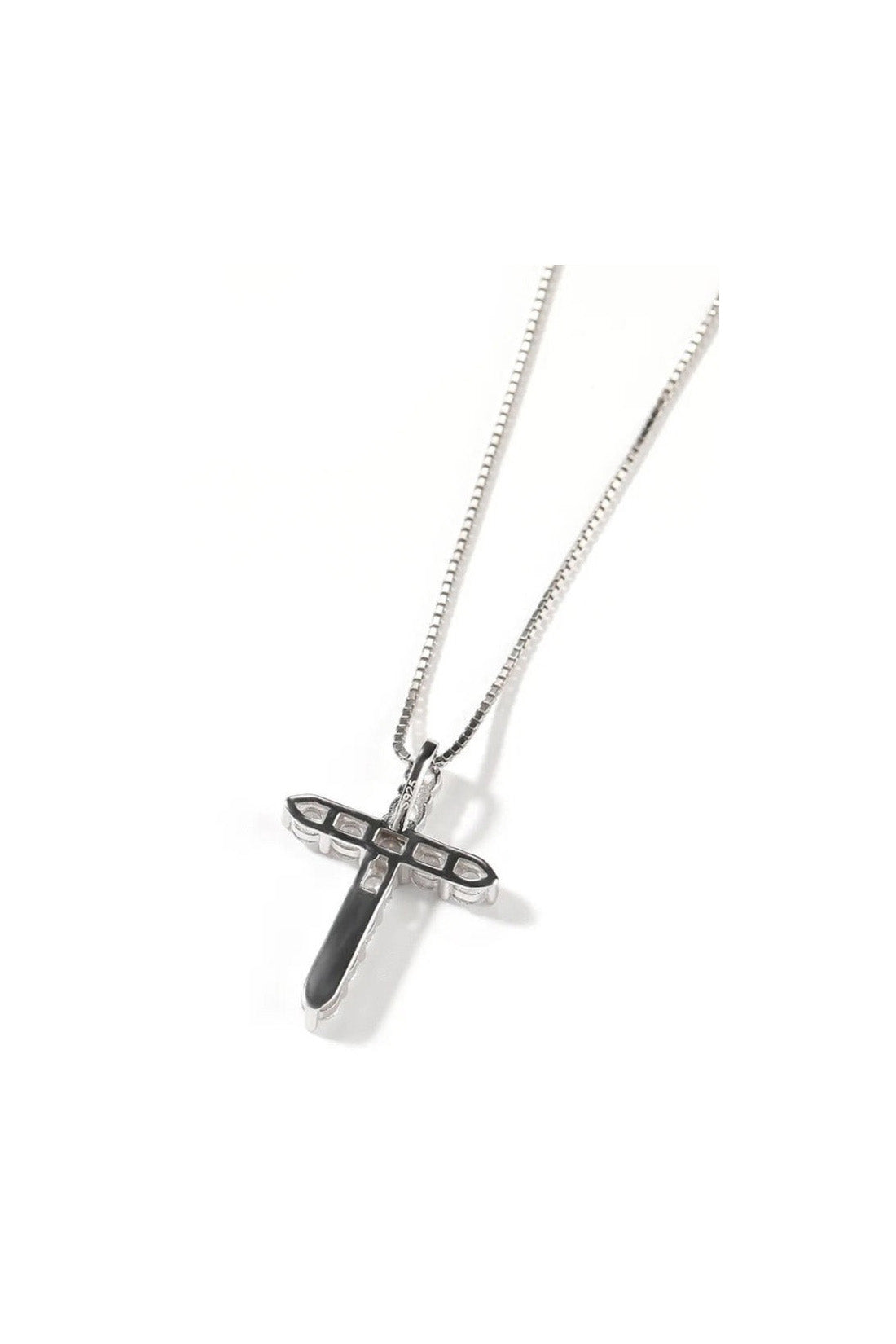 Sparkly cross pendant necklace handcrafted in 925 sterling silver, by Lucky13  jewelry.