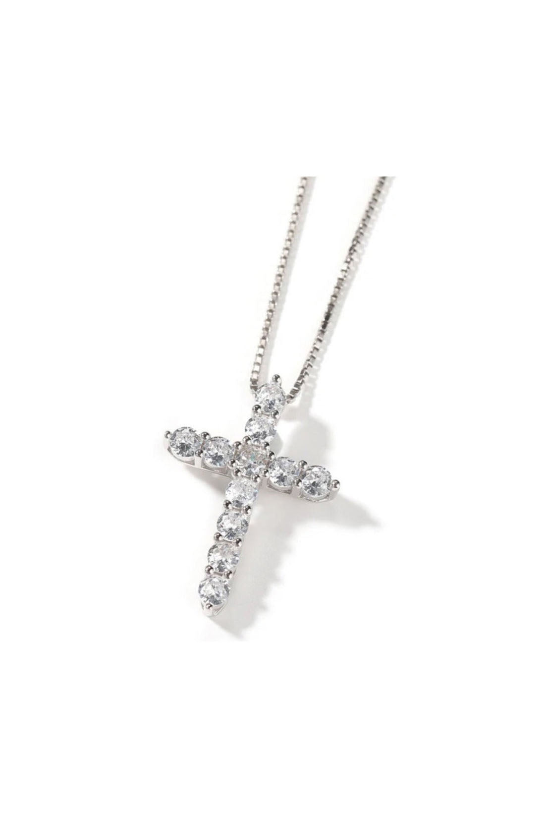 Sparkly cross pendant necklace handcrafted in 925 sterling silver, by Lucky13  jewelry.