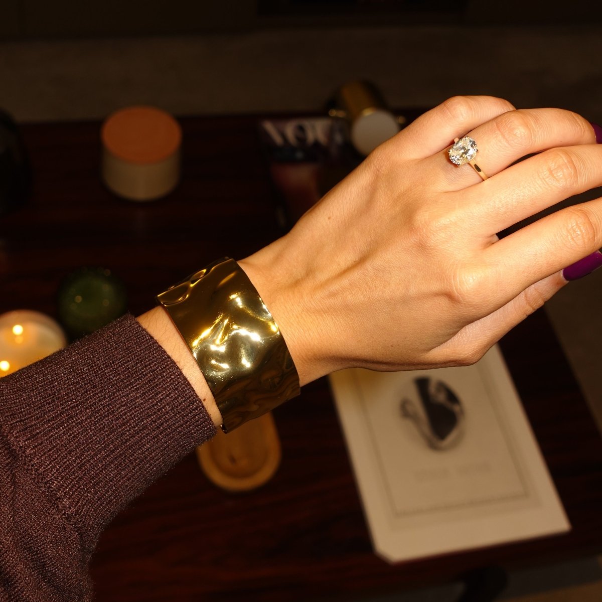 HAMMERED CUFF BRACELET GOLD - LUCKY13