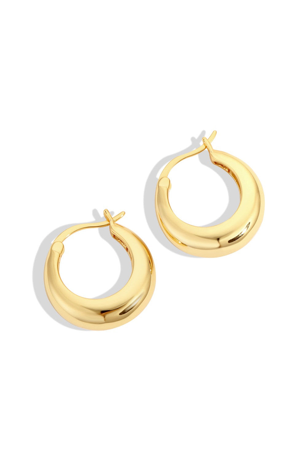 Lucky 13 everyday small gold hoops, handcrafted in 925 sterling silver, 18k gold plated with vintage retro inspired design.