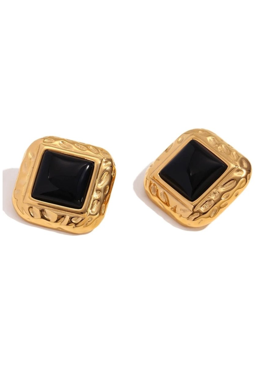 VINTAGE ONYX BLACK EARRINGS - LUCKY13